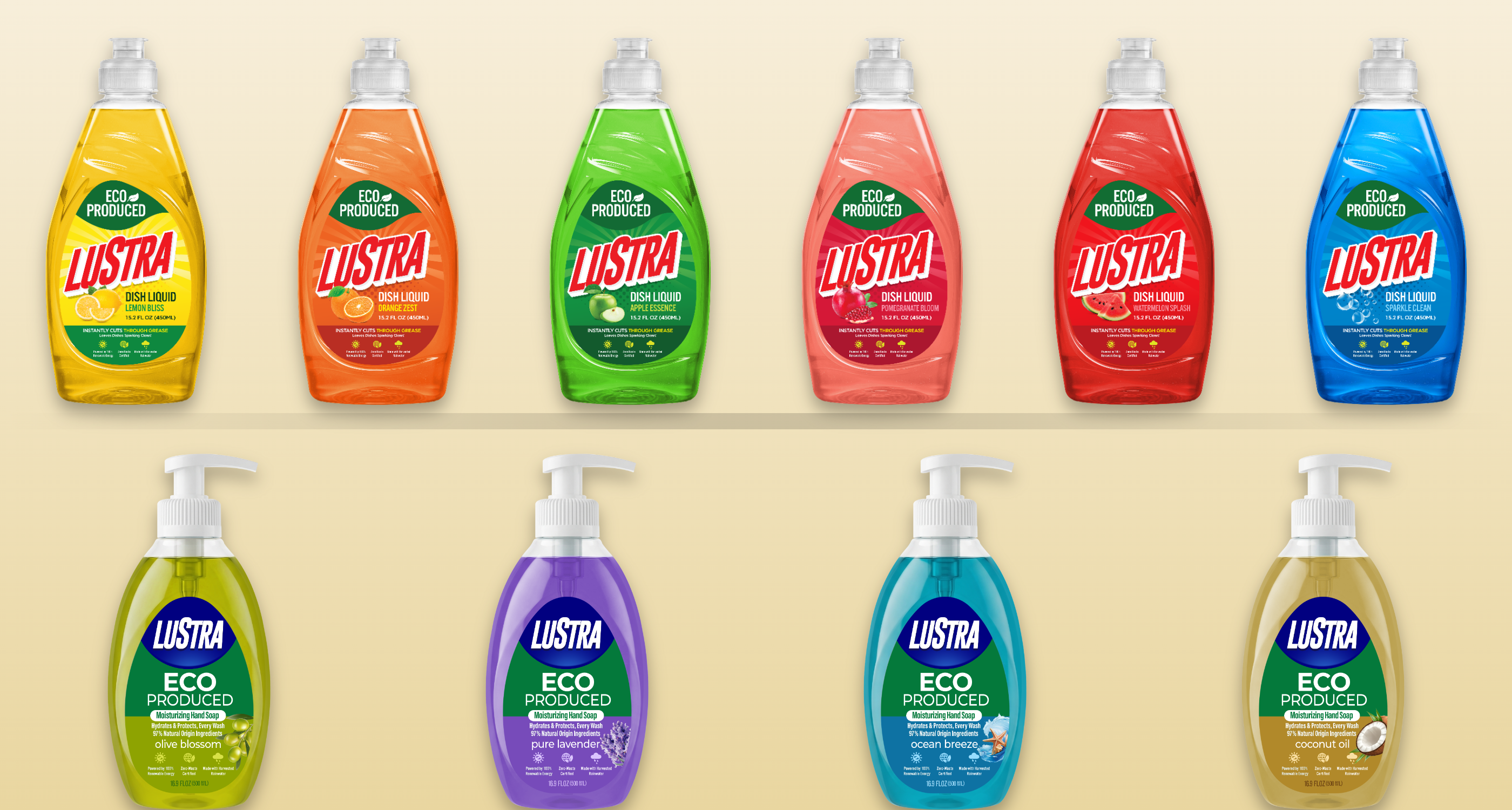 Lustra family — 6 dish liquids and 4 hand soaps